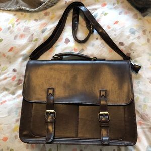 Vegan leather briefcase (brown)